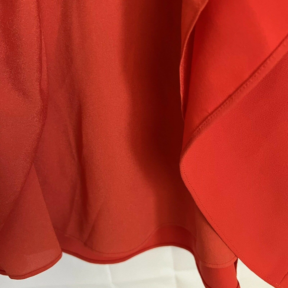 T BY ALEXANDER WANG Womens Red Matte Crepe Plunge A Line Dress Sz S Pockets - Picture 6 of 6